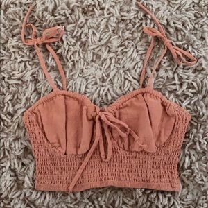 lottie moss pink crop top with ties